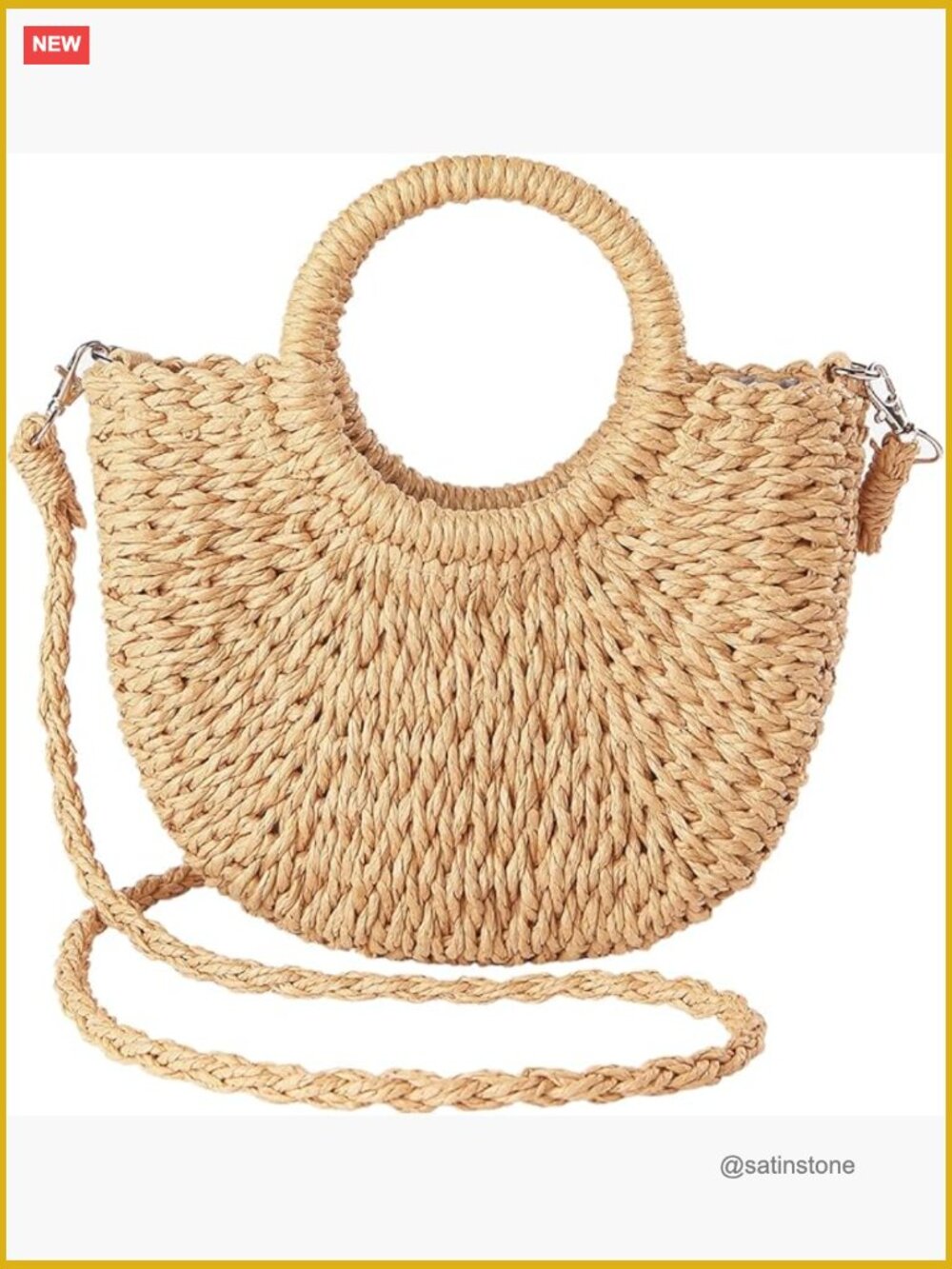Straw Paper Crossbody Bag Small Boho Purse Woven Handbag